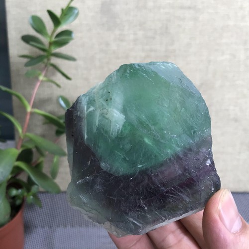 Top natural green fluorite - top,